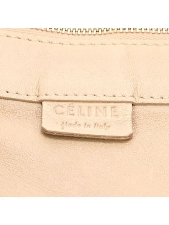 Celine Horizontal Cabas Leather Tote Beige Shoulder Hand Cem - Picture 9 of 9